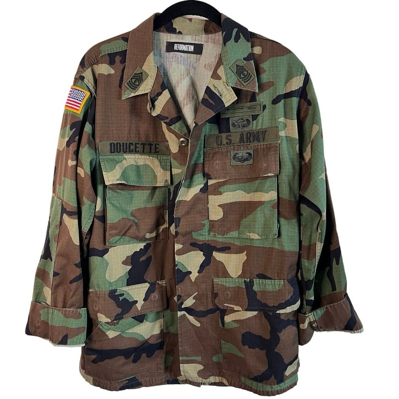 image of Reformation Camo Army Military Jacket Size One Size in Green, Women's