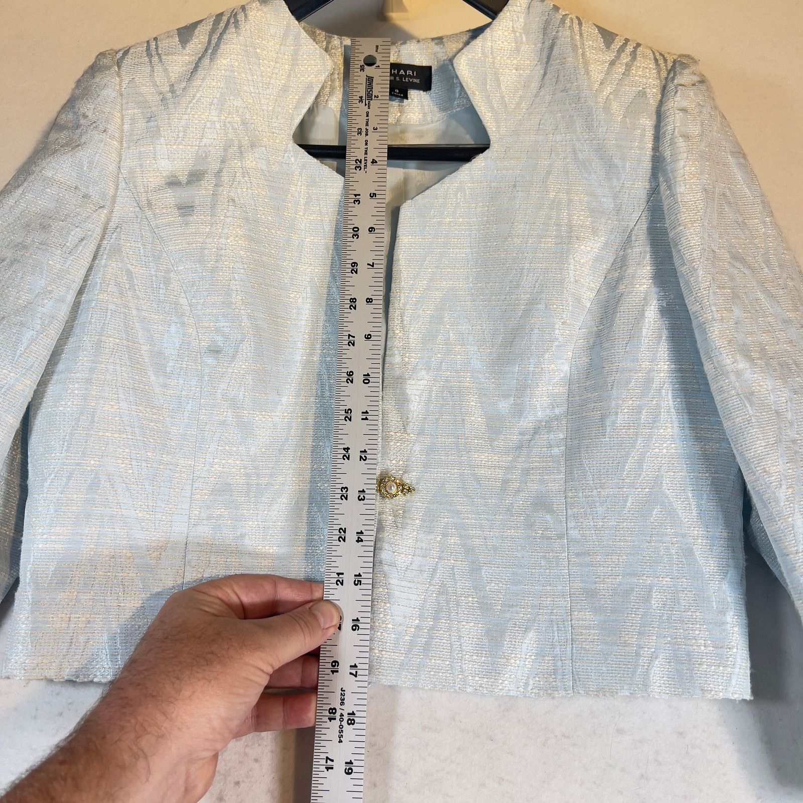 Elie Tahari Tahari Arthur S Levine Crop Jacket 8 Lined Shimery Gold Blue Size M / US 6-8 / IT 42-44 - 5 Thumbnail