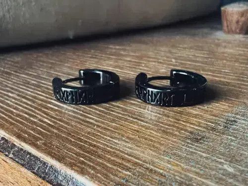 Sterling Silver Norwegian Viking Rune Hoop Earrings Size ONE SIZE - 4 Thumbnail