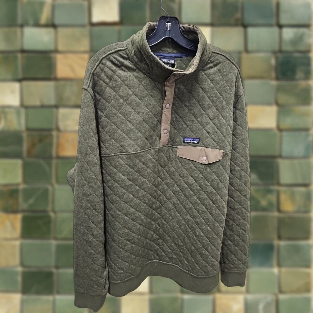 Patagonia VINTAGE Patagonia Cotton Quilt Snap-T Pullover Mens XL Green Long Sleeve Size US XL / EU 56 / 4 - 1 Thumbnail