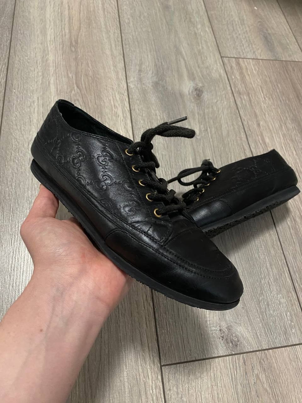 Gucci Vintage Sneakers Gucci Monogram GG Black Leather Size US 5 / IT 35 - 1 Thumbnail