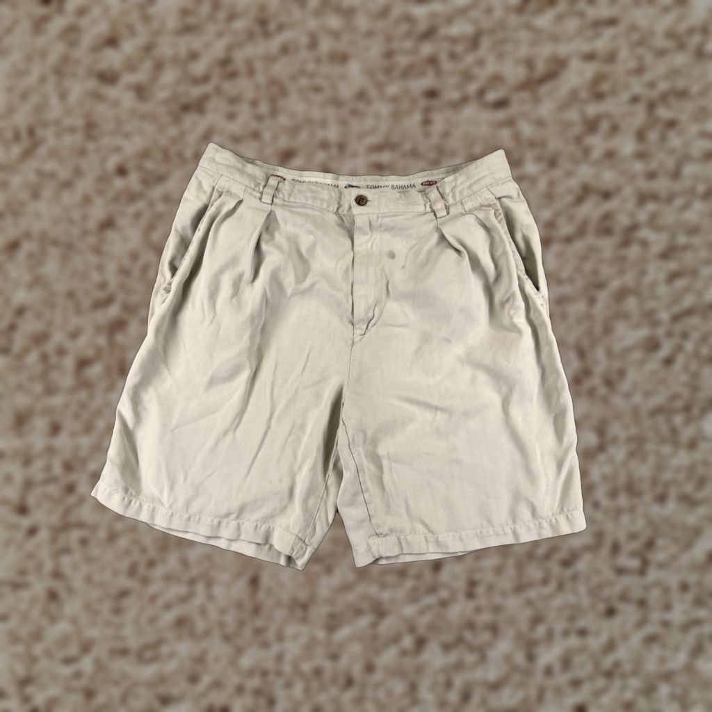 Tommy Bahama Tommy Bahama Bermuda Shorts Men 34 Beige Pleated Silk Herringbone Quick Dry Lightweight Size US 34 / EU 50 - 1 Thumbnail