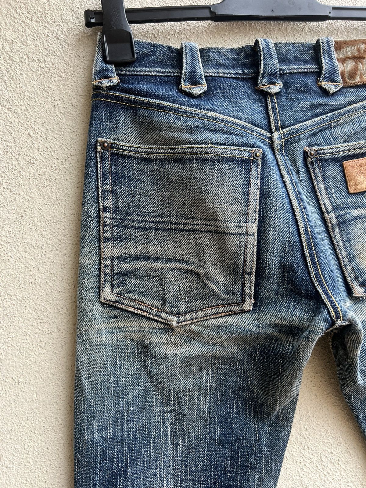 Freewheelers Trashed West Ride Japan Thick Denim Bootcut Jeans Size US 28 / EU 44 - 16 Thumbnail