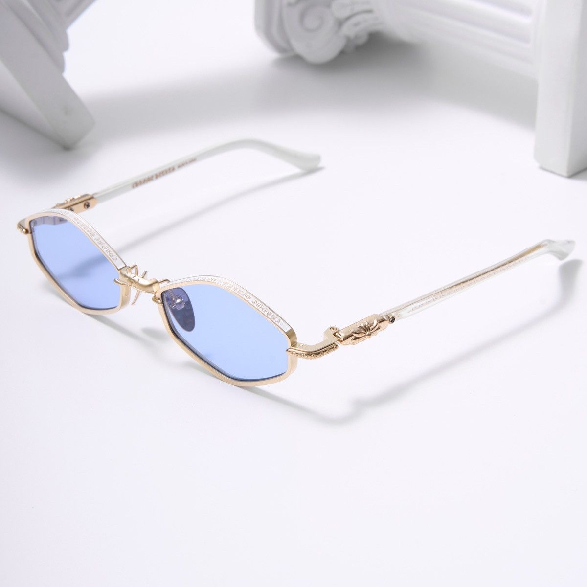 Chrome Hearts CHROME HEARTS NIP SLIP MATTE GOLD PLATED - WHITE SUNGLASSES Size ONE SIZE - 2 Thumbnail