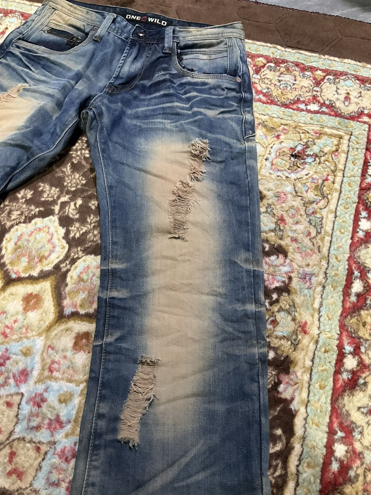 Japanese Brand ONE WILD Baggy Fit Denim Jeans Vintage Y2K Size US 30 / EU 46 - 2 Thumbnail