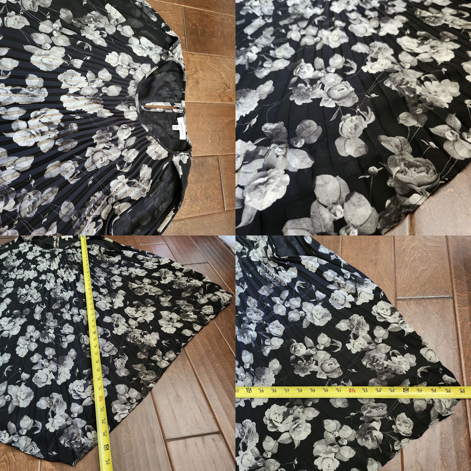 Vintage Max Studio Dress Women Sleeveless Black Floral Pleated Knee Length L Large Casual Party/Cocktail Travel Clothing Ladies Mens? Size L / US 10 / IT 46 - 8 Thumbnail