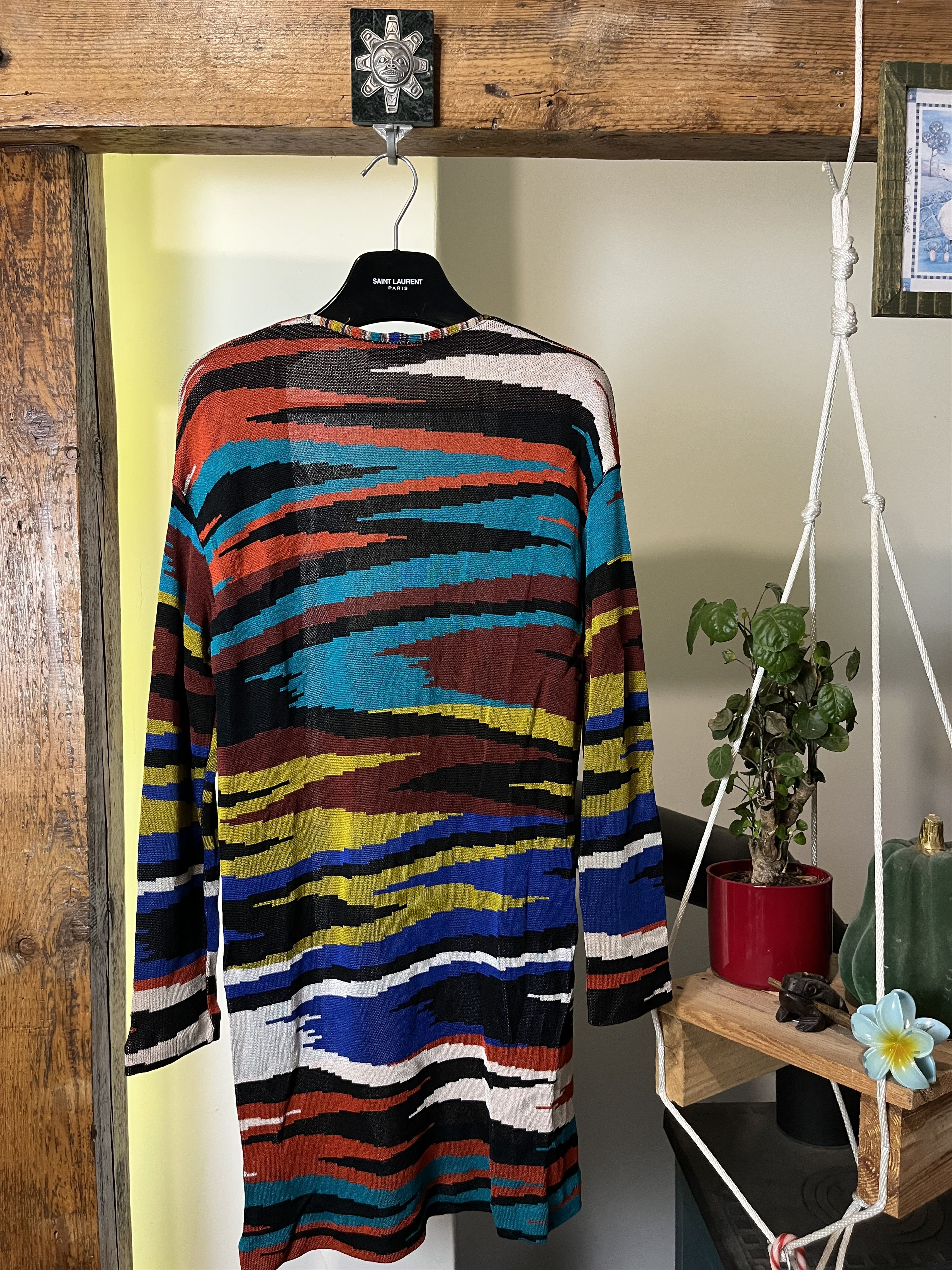 Missoni × Vintage 80s Missoni Abstract Long Slim Cardigan Size S / US 4 / IT 40 - 2 Thumbnail