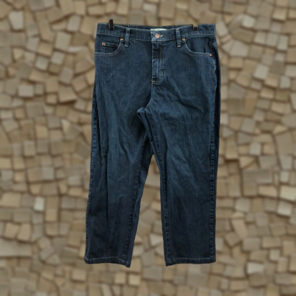 Lee Lee Relaxed Straight Jeans Womens Blue Dark Wash Size 12 Short Modern Series Size 34" / US 12 / IT 48 - 1 Thumbnail