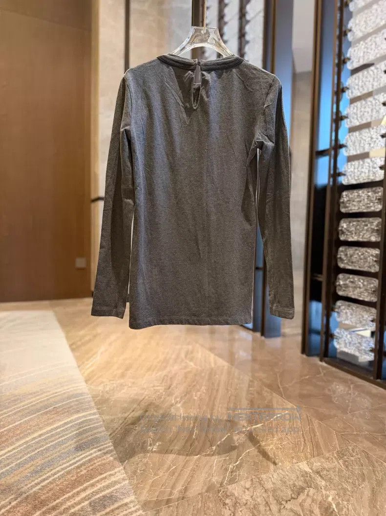 Brunello Cucinelli Brunello Cucinelli Gray Crew Neck Long Sleeve T-Shirt Size S / US 4 / IT 40 - 2 Thumbnail
