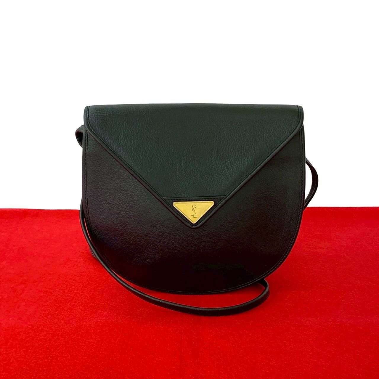 YVES YVES Saint Laurent Leather Shoulder Bag Leather Shoulder Bag in Black, Women's