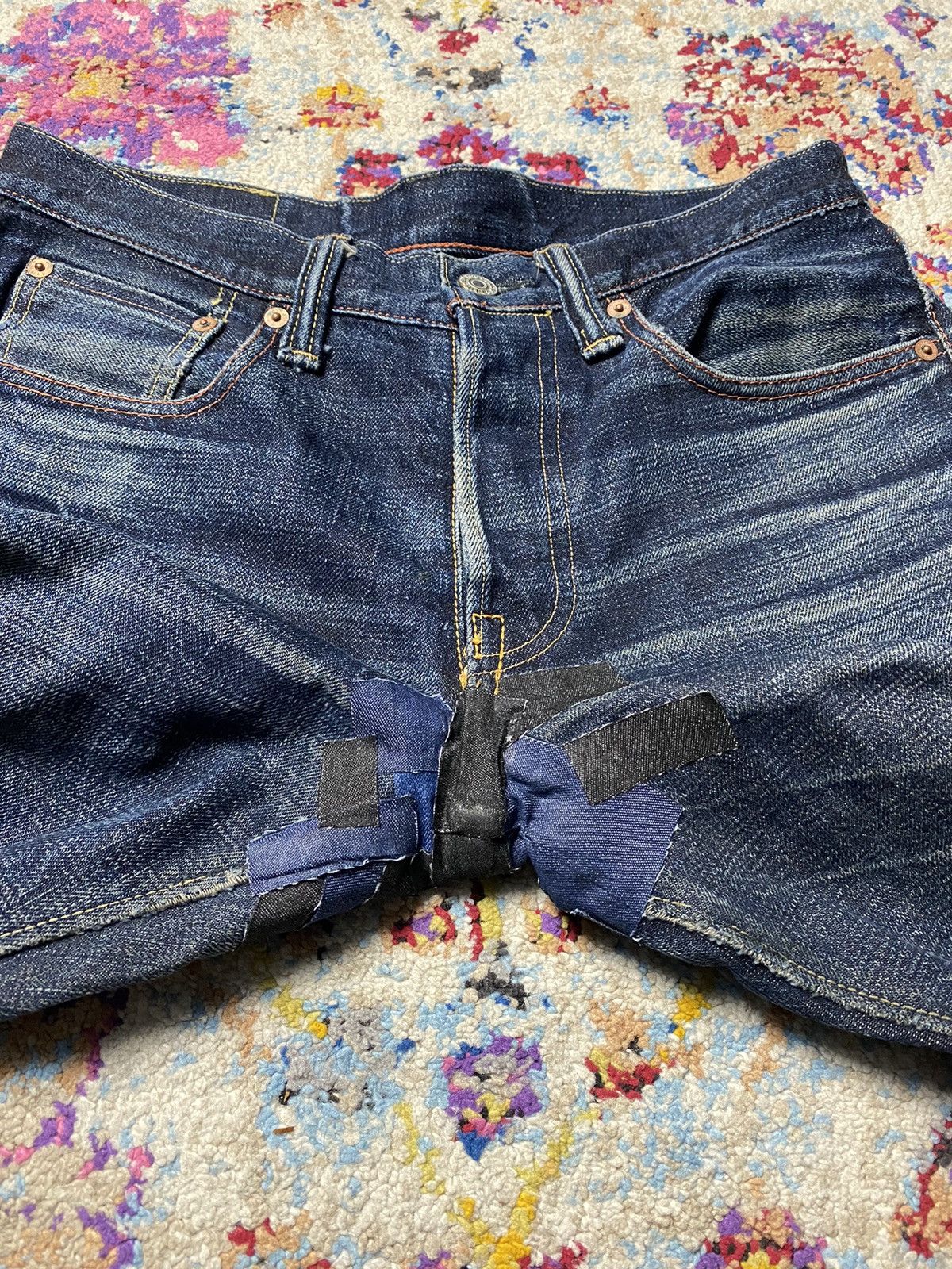 EIGHT-G × Japanese Brand × Vintage Eight G Lot 601 Rokumaru Vintage Style 15oz distressed & cut Size US 29 - 20 Thumbnail