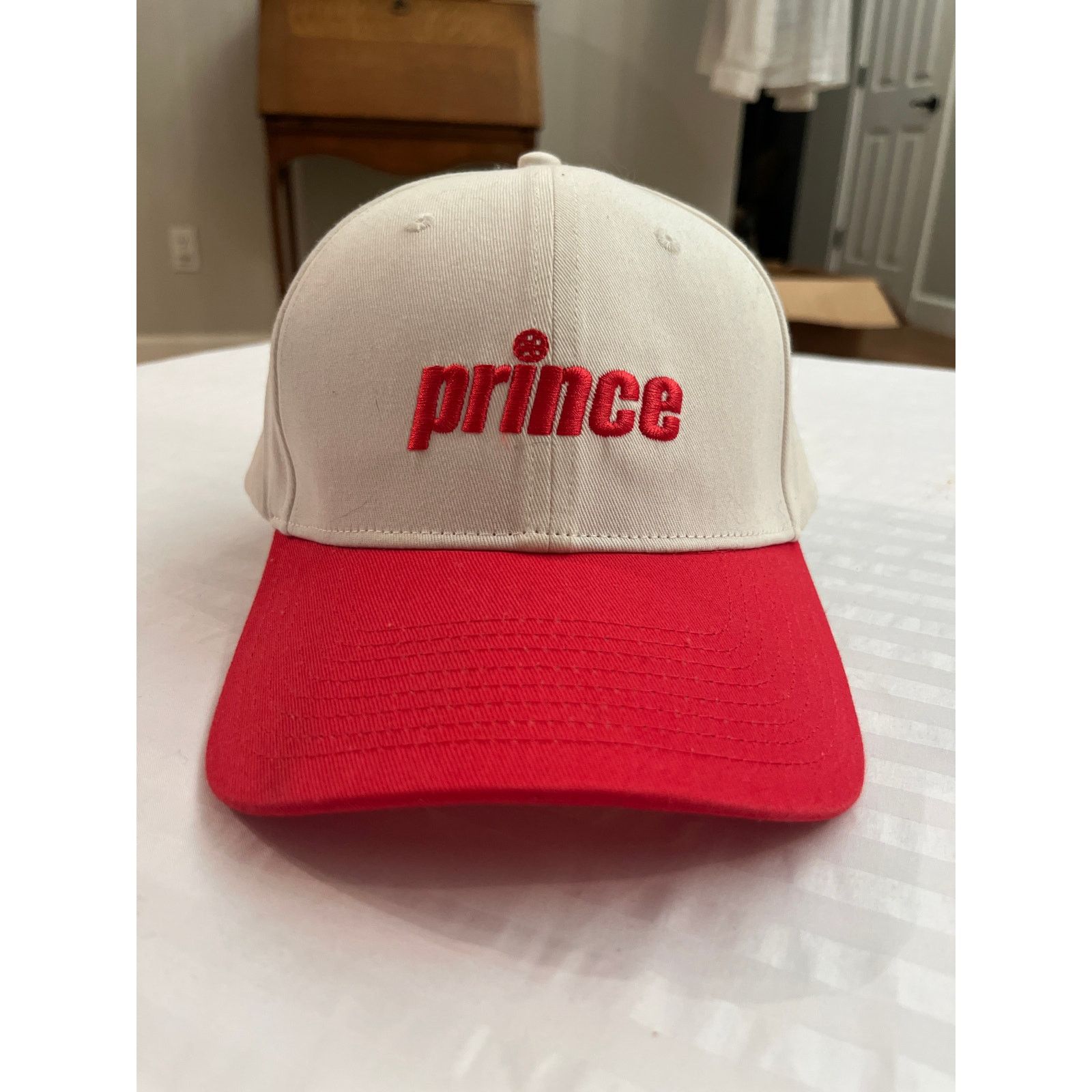 Prince Prince Pickleball White Red Adjustable Strapback Hat Size ONE SIZE - 1 Thumbnail