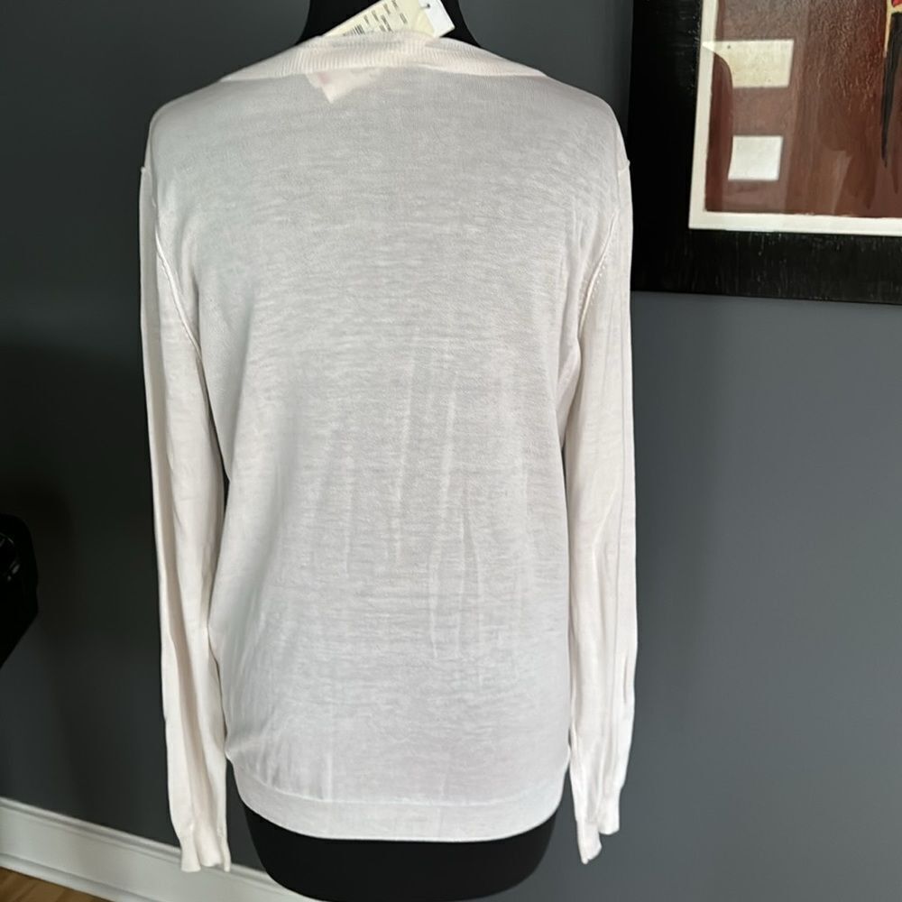 Sonia Rykiel SONIA RYKIEL WHITE PALM LEAF INTARSIA SWEATER. Silk blend. Size L / US 10 / IT 46 - 8 Thumbnail