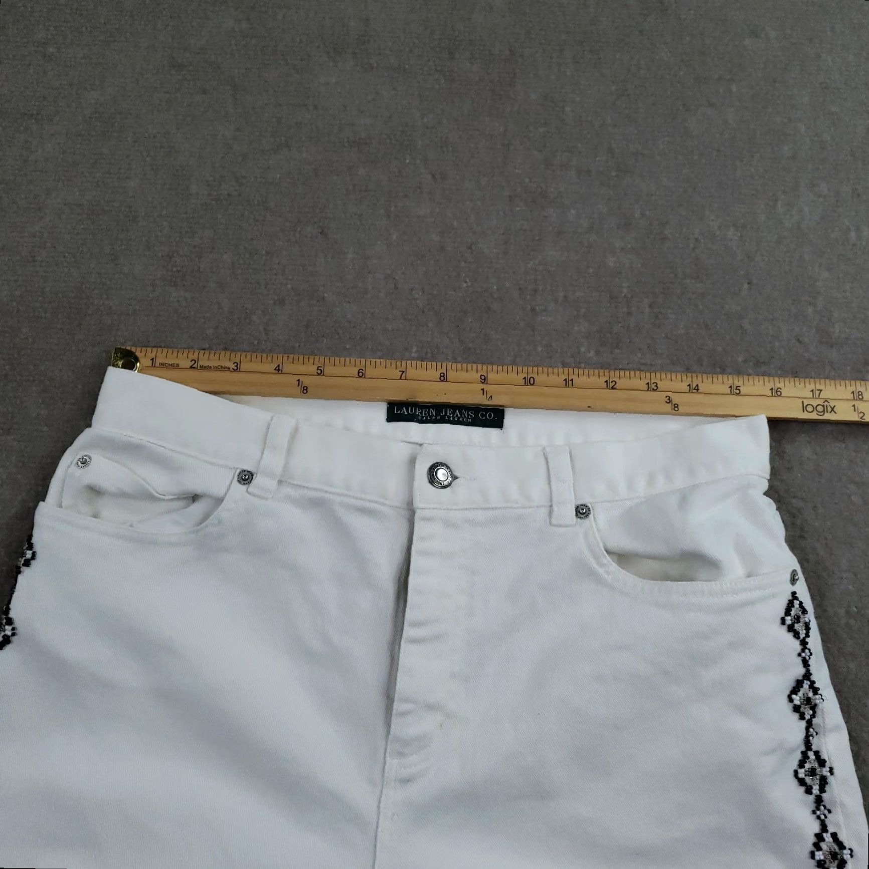 Ralph Lauren Ralph Lauren Jeans Co. Jeans Women 10 White High Rise Beaded Bootcut Shirt? Size 32" / US 10 / IT 46 - 5 Thumbnail