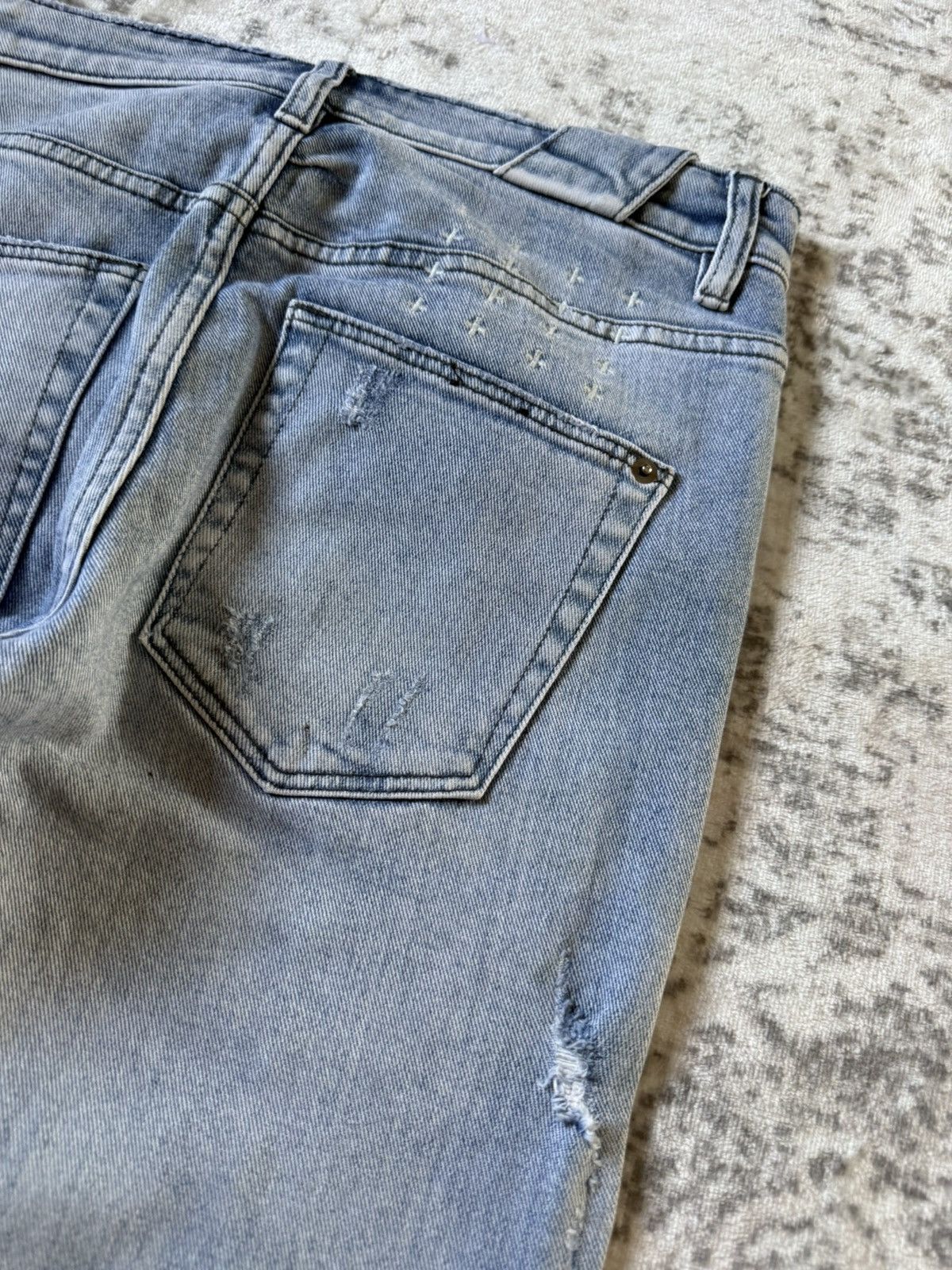 Ksubi Ksubi Studded Phython Snake Repaired Distressed Skinny Jeans Size US 30 / EU 46 - 16 Thumbnail