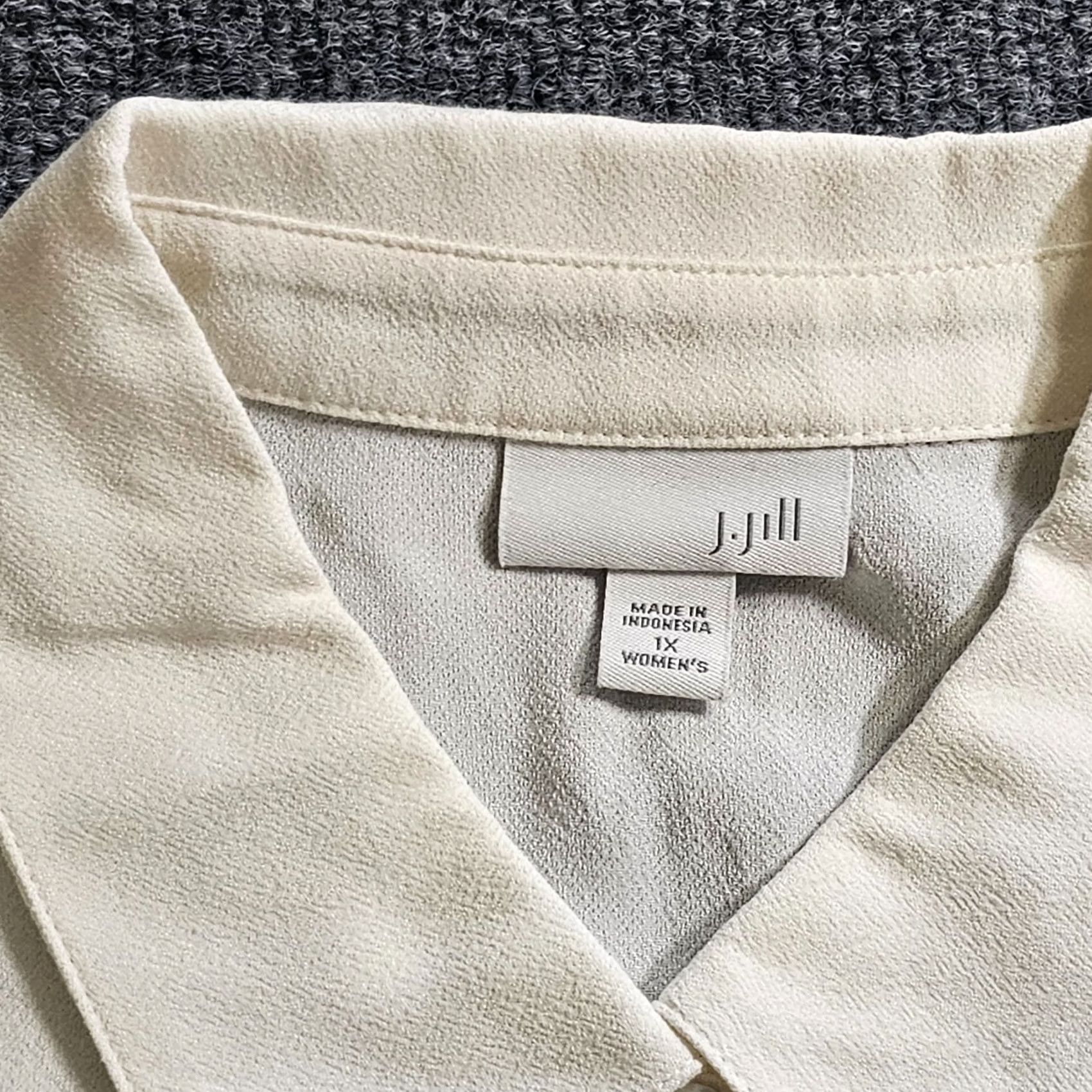 J. Jill J. Jill Top Womens 1X White Button Long Sleeve Casual Minimal Shirt Blouse Capsule Career Classic Size XL / US 12-14 / IT 48-50 - 3 Thumbnail