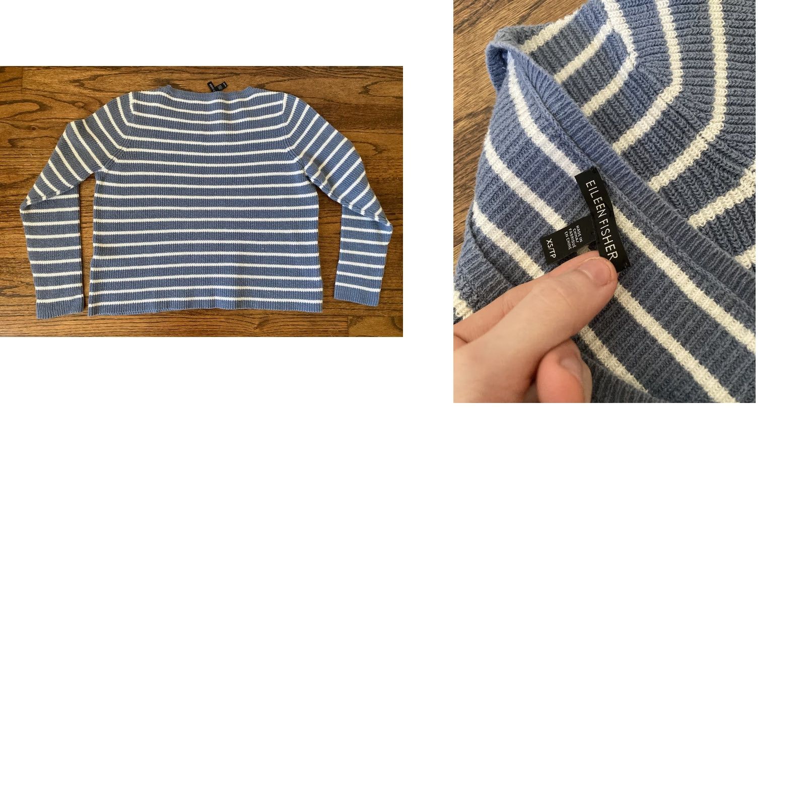 Eileen Fisher Eileen Fisher Striped Sweater Womens XS Hemp Organic Cotton Blue White Pullover Knit Long Sleeve Casual Workwear Size XS / US 0-2 / IT 36-38 - 8 Thumbnail