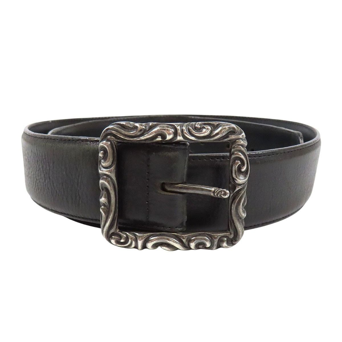 Chrome Hearts CHROME HEARTS Rectangle Scroll Belt Black Leather Size ONE SIZE - 1 Thumbnail