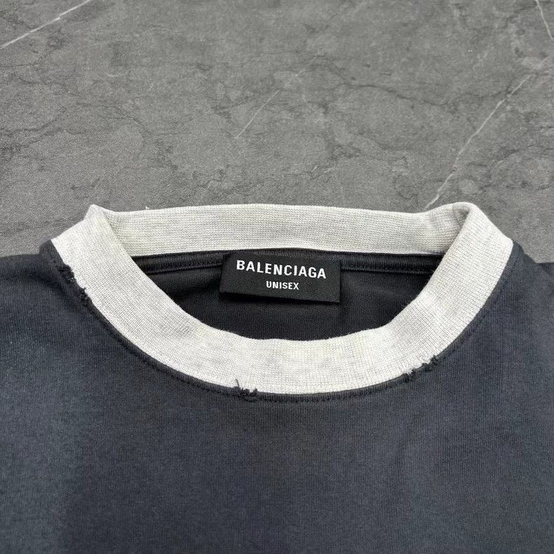 Balenciaga Balenciaga Grey and White Patchwork Faded Double Ring Shor Size US S / EU 44-46 / 1 - 1 Thumbnail