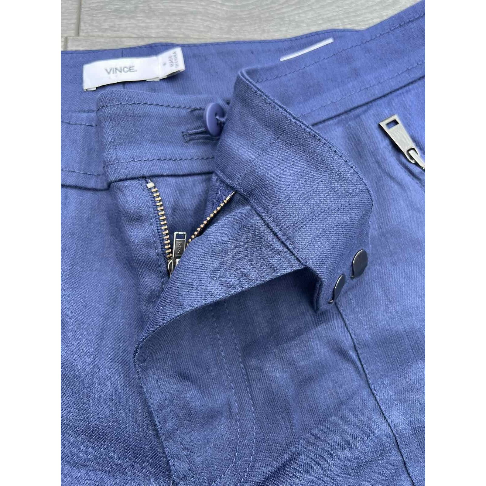 Vince VINCE Women's classic linen trousers navy Size 6 A000164 Size 28" / US 6 / IT 42 - 14 Thumbnail