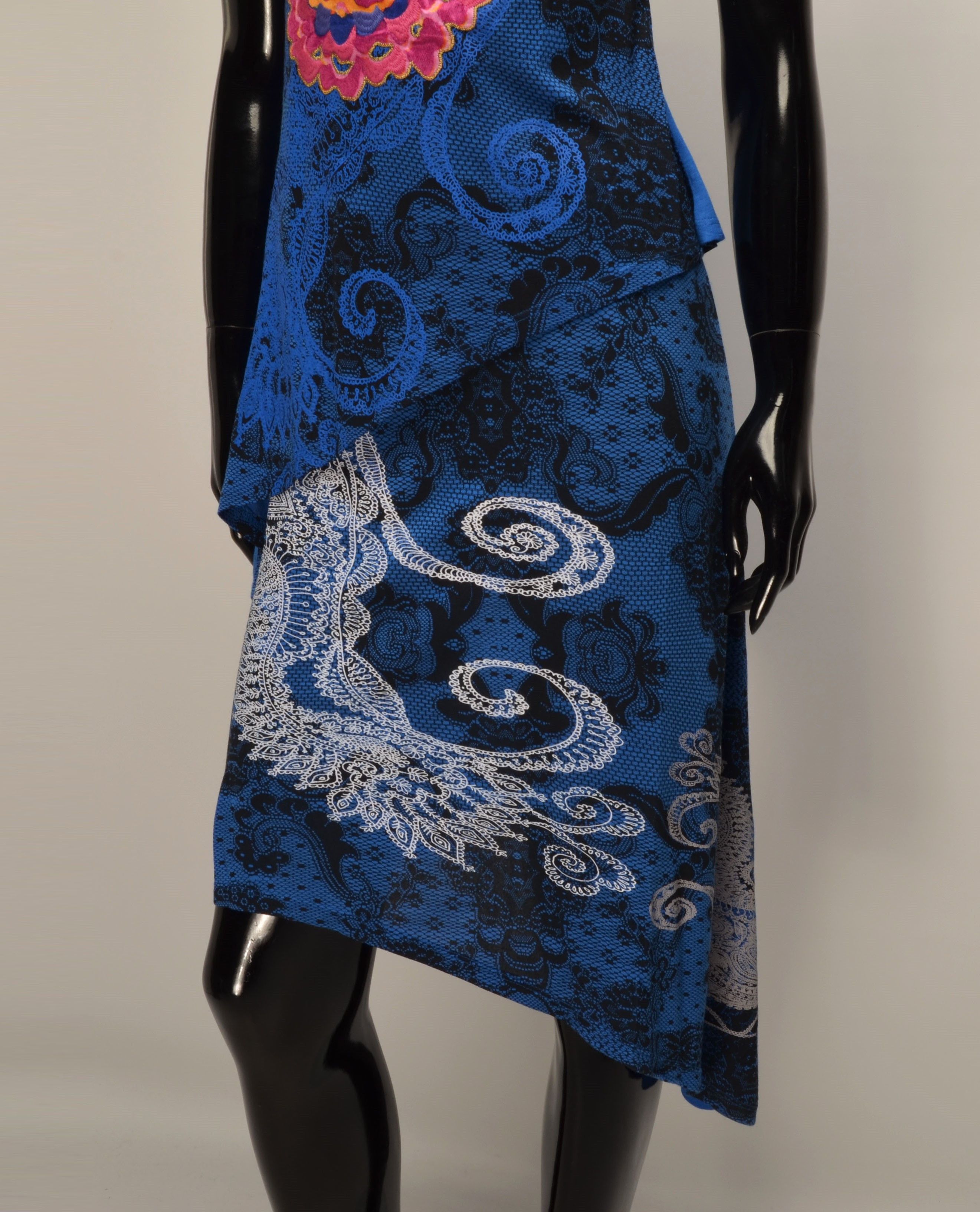 Desigual Desigual Y2K Psychedelic Blue Sleeveless Asymmetrical Dress Size S / US 4 / IT 40 - 3 Thumbnail
