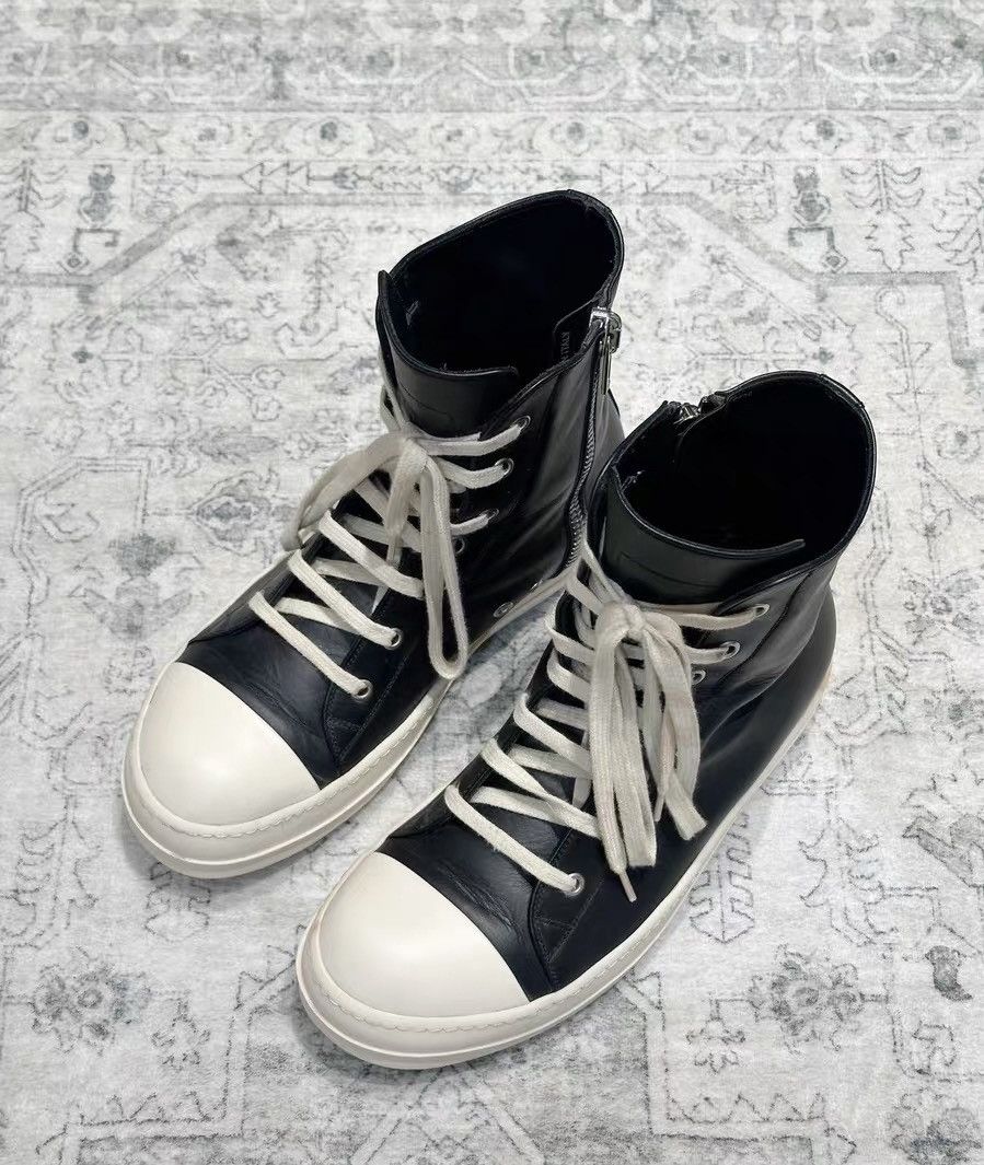 Rick Owens Rick Owens Classic Black & White Leather High-Top Size US 7 / EU 40 - 2 Thumbnail
