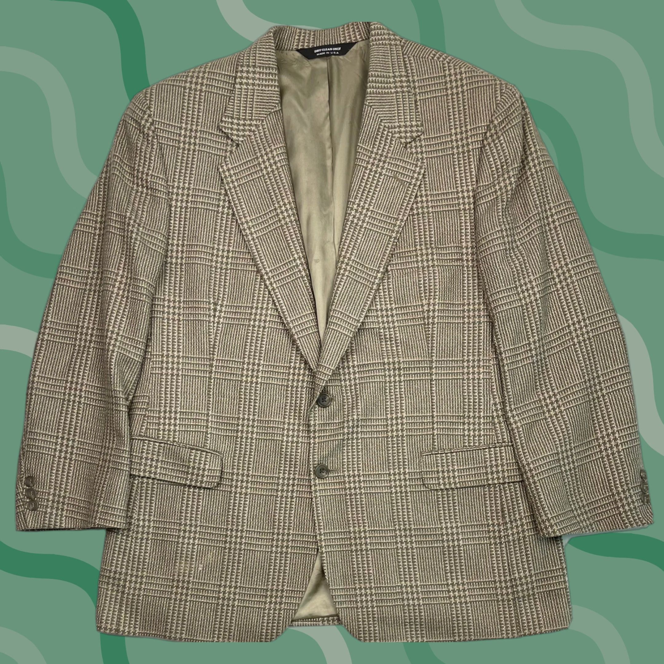 Orvis VINTAGE Orvis Blazer Jacket Single-Breasted Wool Silk Blend 44 R Browns Check Notch Lapel Men's Jacket 90s USA Made Size 44R - 1 Thumbnail