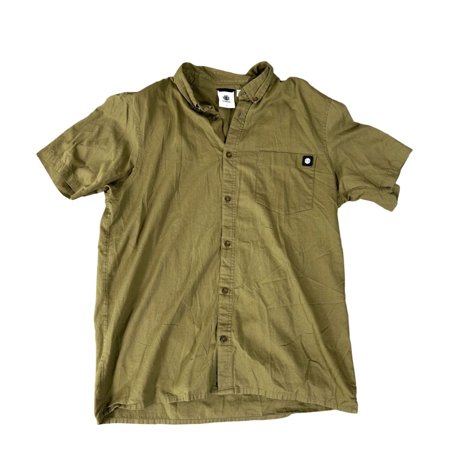 Element Element Shirt XL Mens Olive Green Short Sleeve Button-Up Collared Pocket Breathable Lightweight Vintage No Size US XL / EU 56 / 4 - 2 Thumbnail