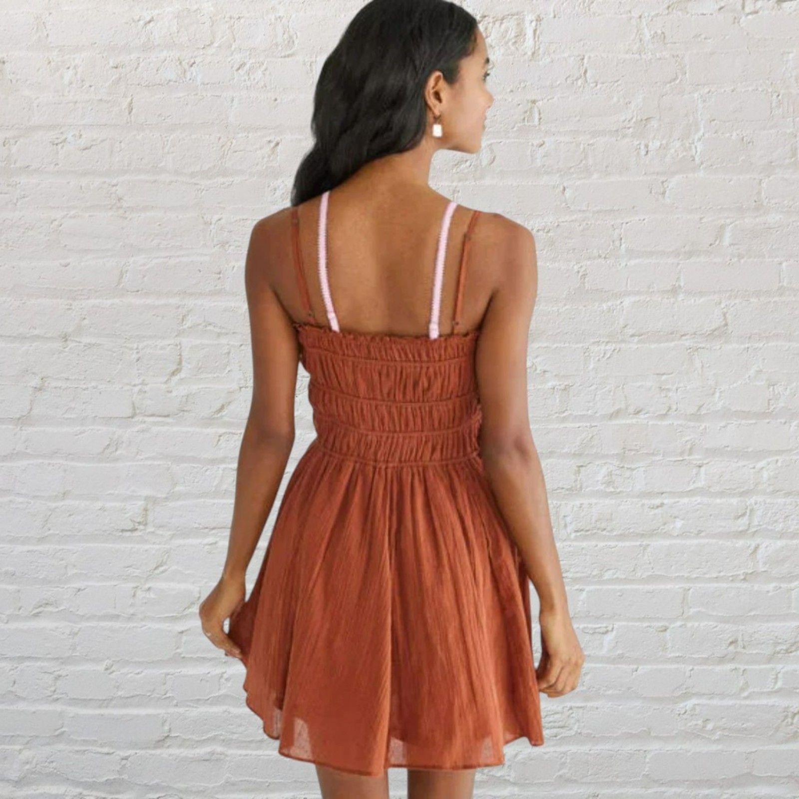 Aeropostale Aeropostale Cinnamon Smocked Mini Dress Size XL / US 12-14 / IT 48-50 - 16 Thumbnail