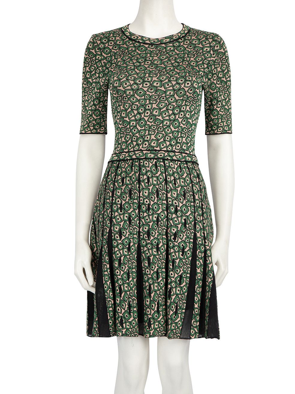 image of M Missoni Green Patterned Jacquard Knit Dress, Women's (Size Small)
