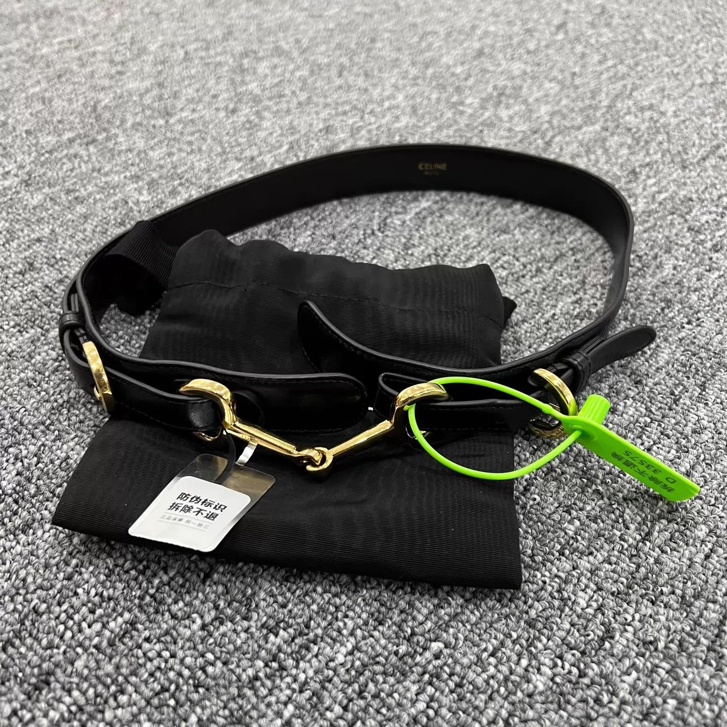 Celine CELINE Triomphe Horsebit Leather Belt 99 New 75cm Black&Gold Size ONE SIZE - 1 Thumbnail