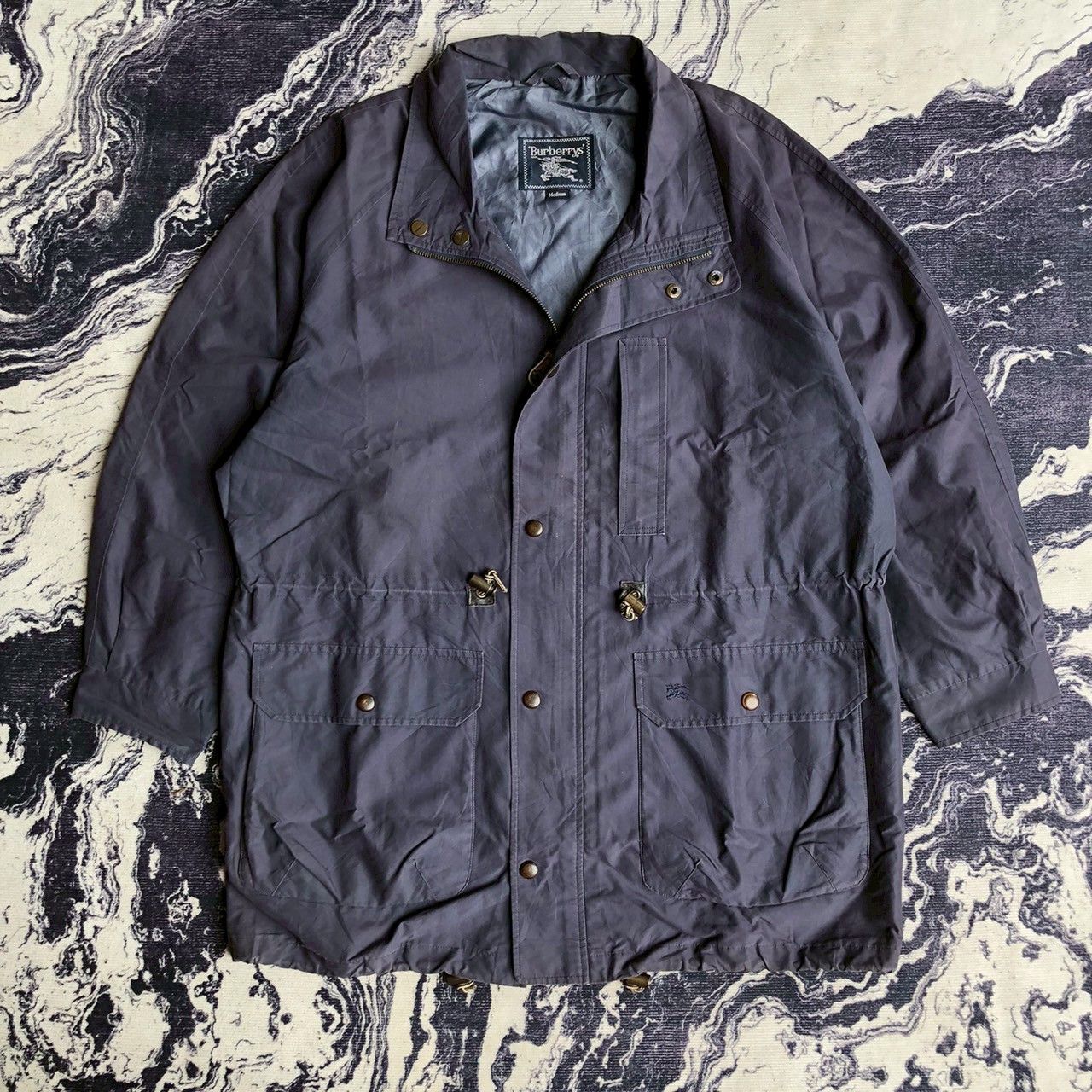 Burberry Vintage 90s Burberrys Field Jacket Blue Utility Coat Size US M / EU 48-50 / 2 - 1 Thumbnail