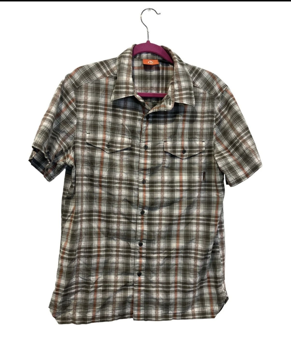 Merrell Merrell Men’s Brown Orange Plaid Shirt Sleeve Button Down Size US M / EU 48-50 / 2 - 1 Thumbnail
