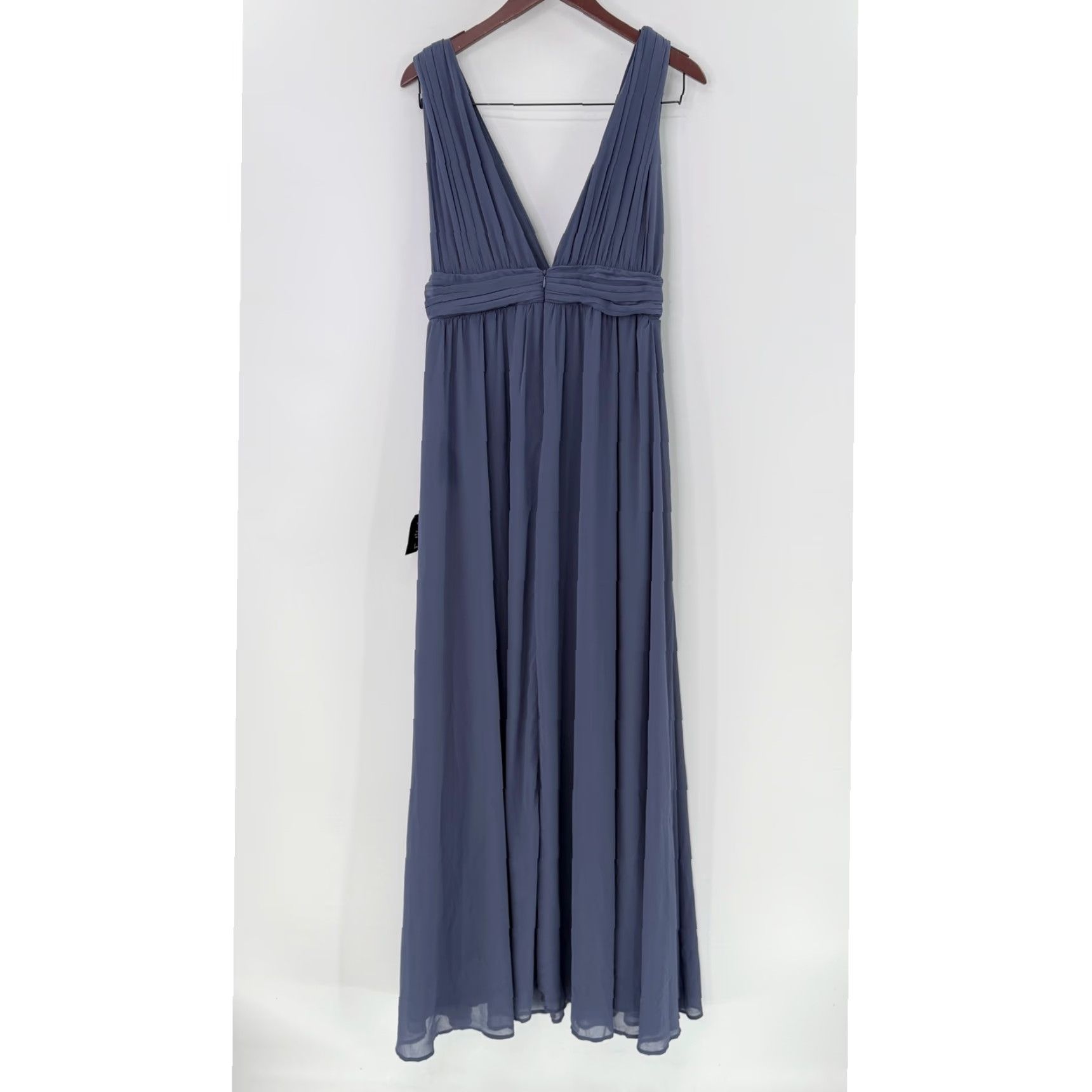 VINTAGE? No — NWT Lulus Heavenly Hues Dusty Blue Maxi Dress V-Neck Chiffon Gown 43449 XL FLAW