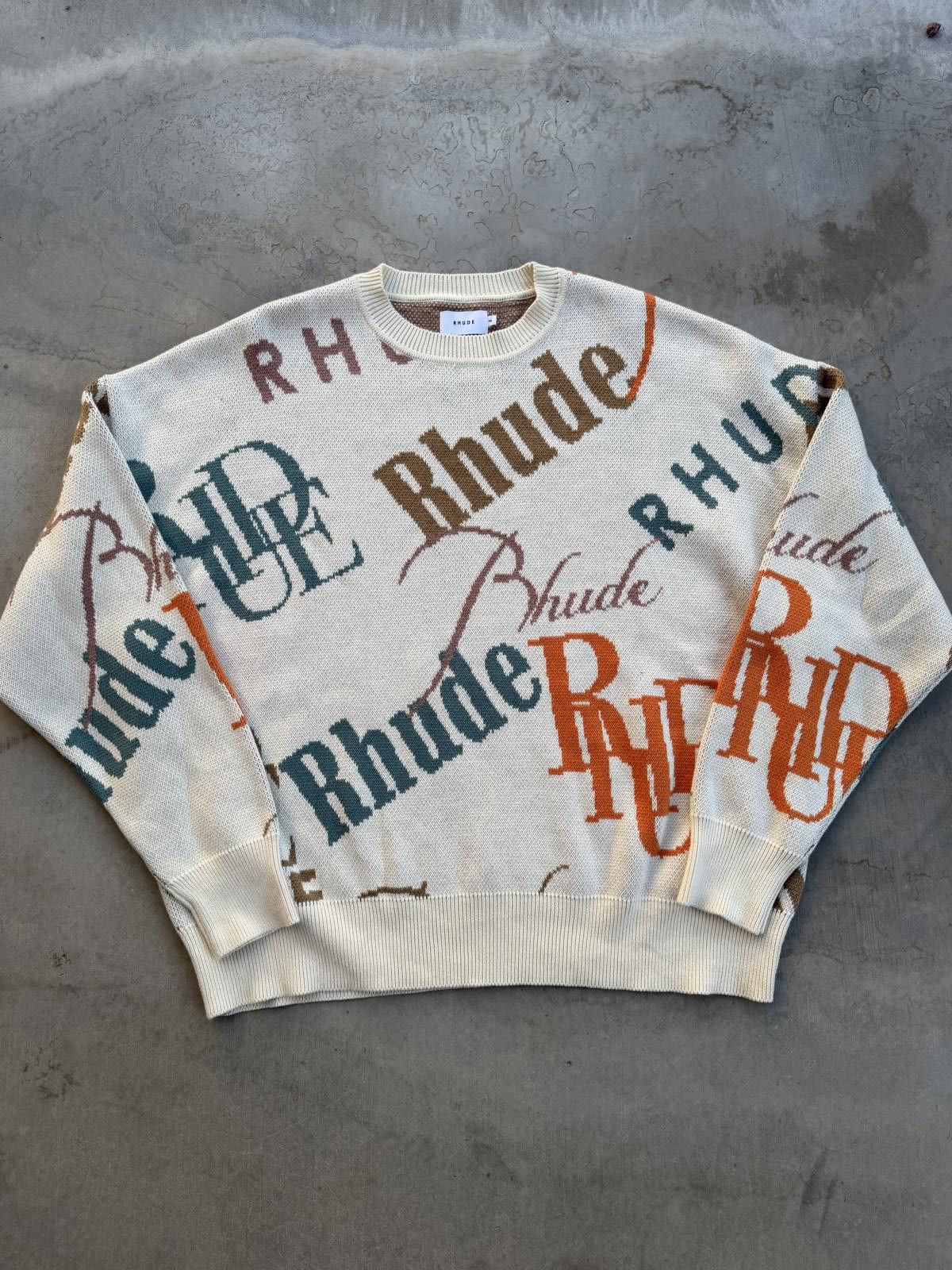 Rhude Jacquard Logo Knit Crewneck – Cashmere Blend – XXL