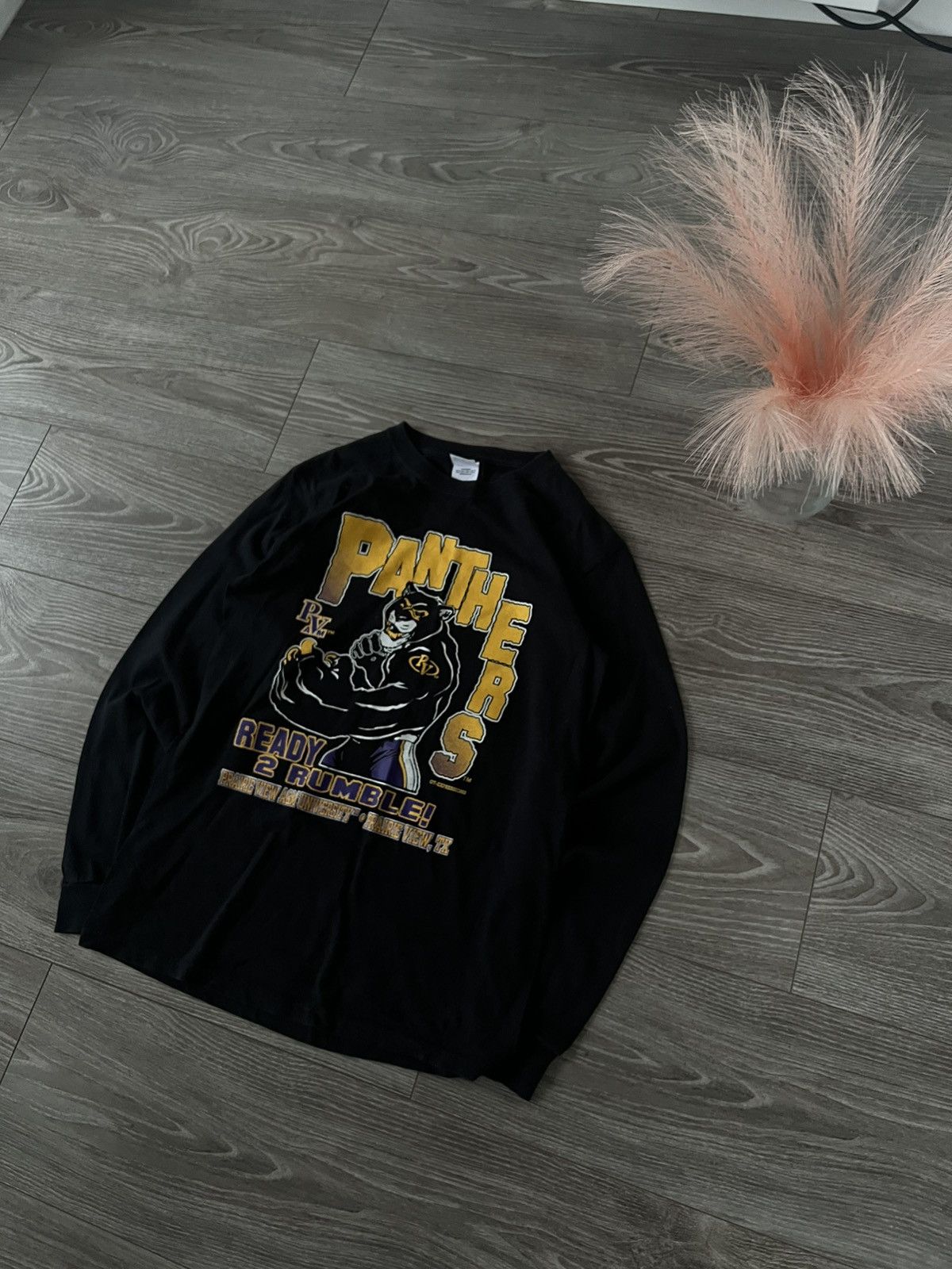 Band Tees × Vintage ‼️Panthers by Anvil Big Logo Print Long Sleeve Size US L / EU 52-54 / 3 - 4 Thumbnail