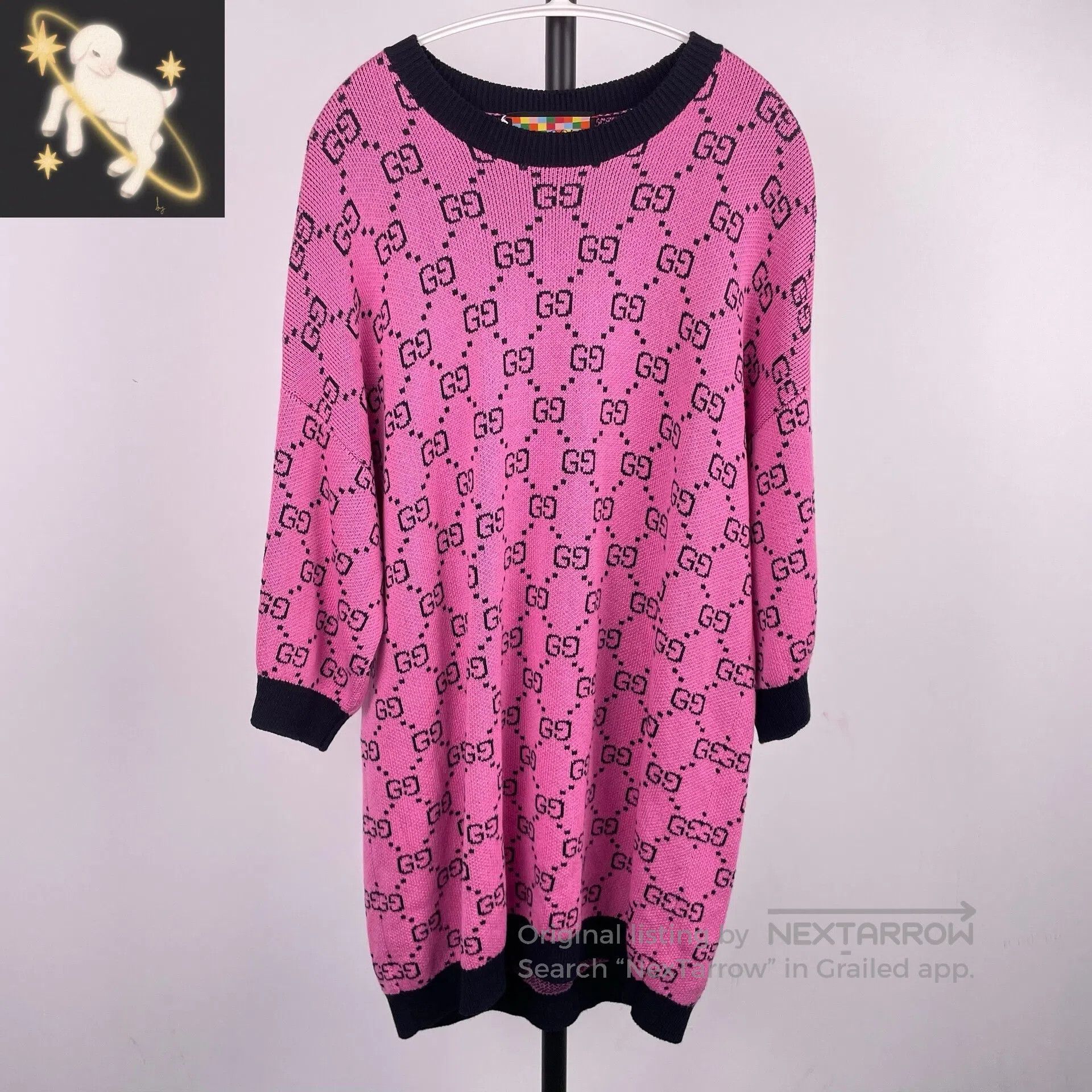 Gucci Guicci Double G full logo pink wool sweater| Size S / US 4 / IT 40 - 1 Thumbnail