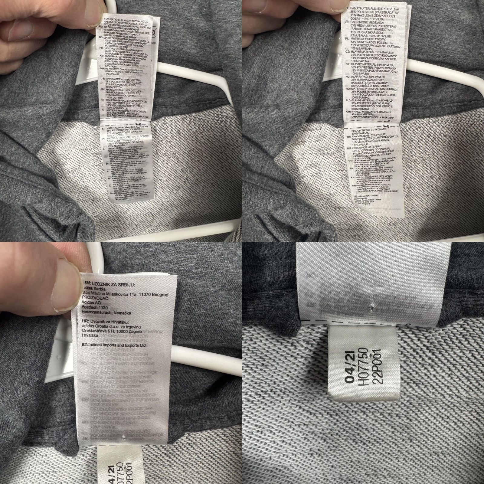 Adidas Adidas Hoodie Womens Small Gray Full Zip Sweatshirt Logo H07750 Size S / US 4 / IT 40 - 8 Thumbnail