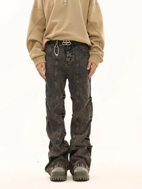 VIBE Opium Pleated Washed Stack Denim Jeans Size US 30 / EU 46 - 2 Thumbnail