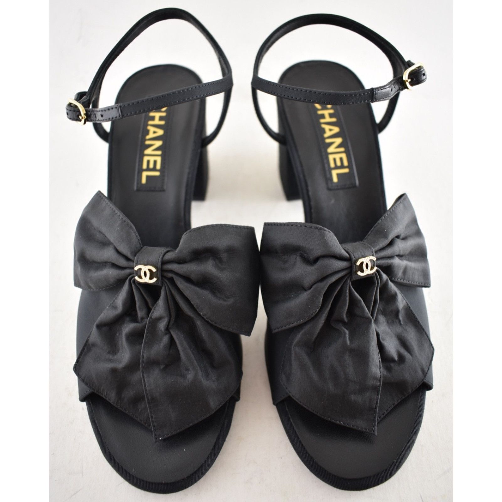 Chanel Chanel 24A Silk Bow Crystal CC Logo Ankle Strap Block Heel Size US 12 / IT 42 - 8 Thumbnail