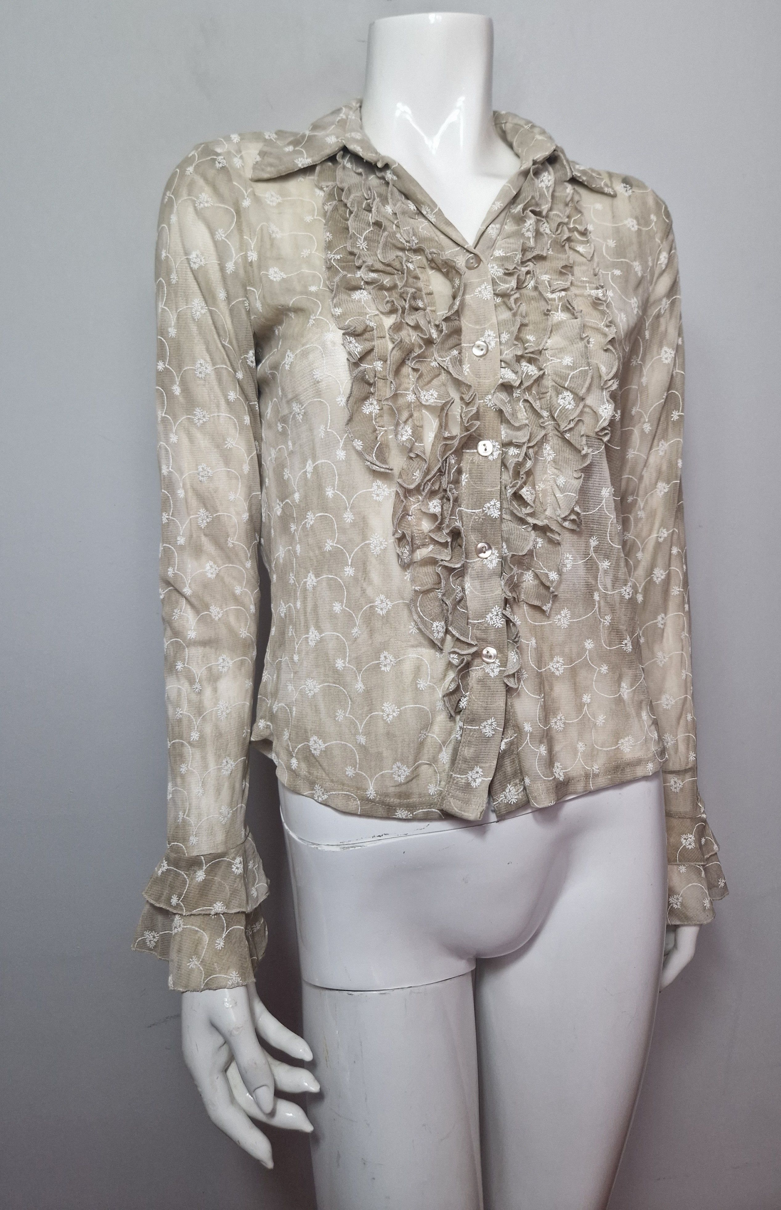 Japanese Brand × Vintage vintage flare transparent blouse Size L / US 10 / IT 46 - 2 Thumbnail