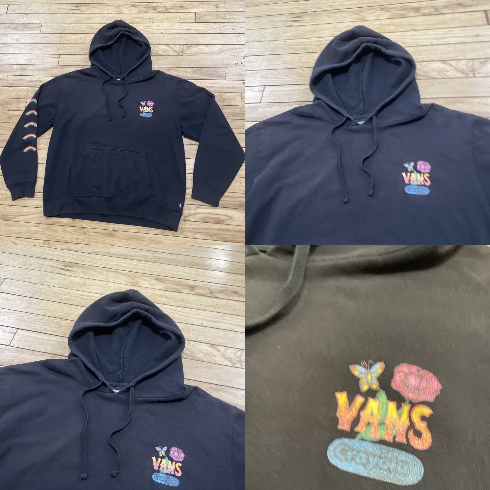 Vans VANS Hoodie Adult XL Black Graphic Floral Crop Crayola Skater School Cement: Pullover, Logo, All Seasons, Lined, Unisex Adults, Streetwear Size XL / US 12-14 / IT 48-50 - 10 Thumbnail