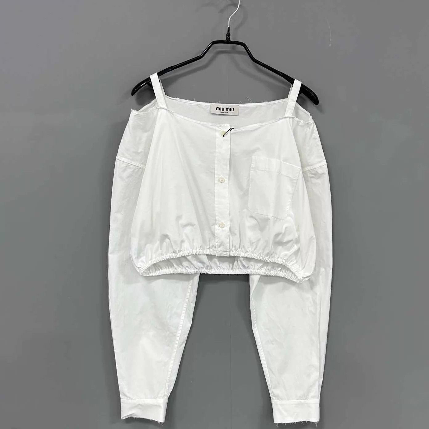 Miu Miu MIUMIU White Off-shoulder Short Longsleeve Cami Size M / US 6-8 / IT 42-44 - 2 Thumbnail