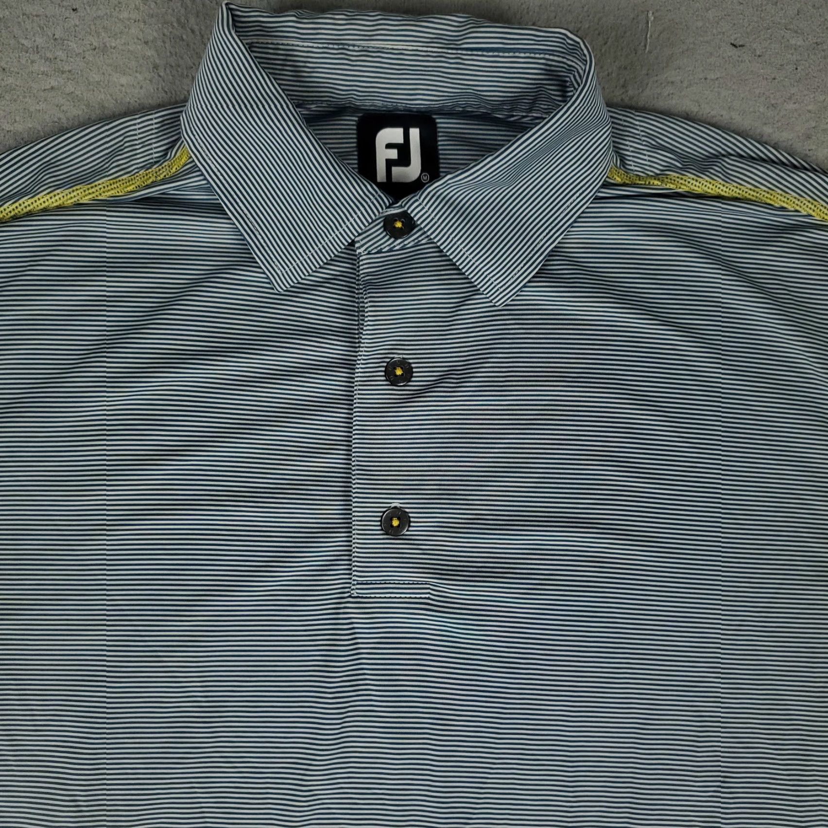 Footjoy FootJoy Performance Golf Polo Shirt Blue Striped Mens Medium Short Sleeve Size US M / EU 48-50 / 2 - 2 Thumbnail