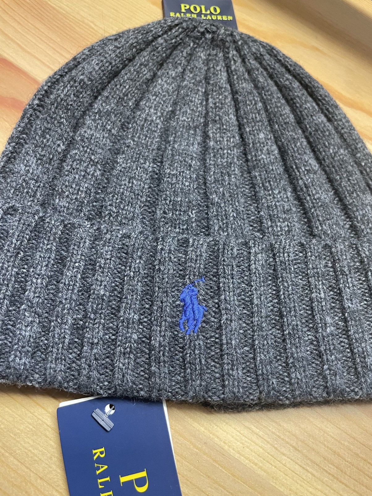 Polo Ralph Lauren Polo Ralph Lauren Beanie Charcoal Gray Blue Hat RL Knit Size ONE SIZE - 3 Thumbnail
