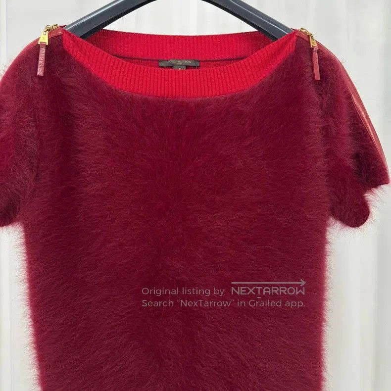 Louis Vuitton Louis Vuitton Red cashmere fur knit sweater Size S / US 4 / IT 40 - 3 Thumbnail