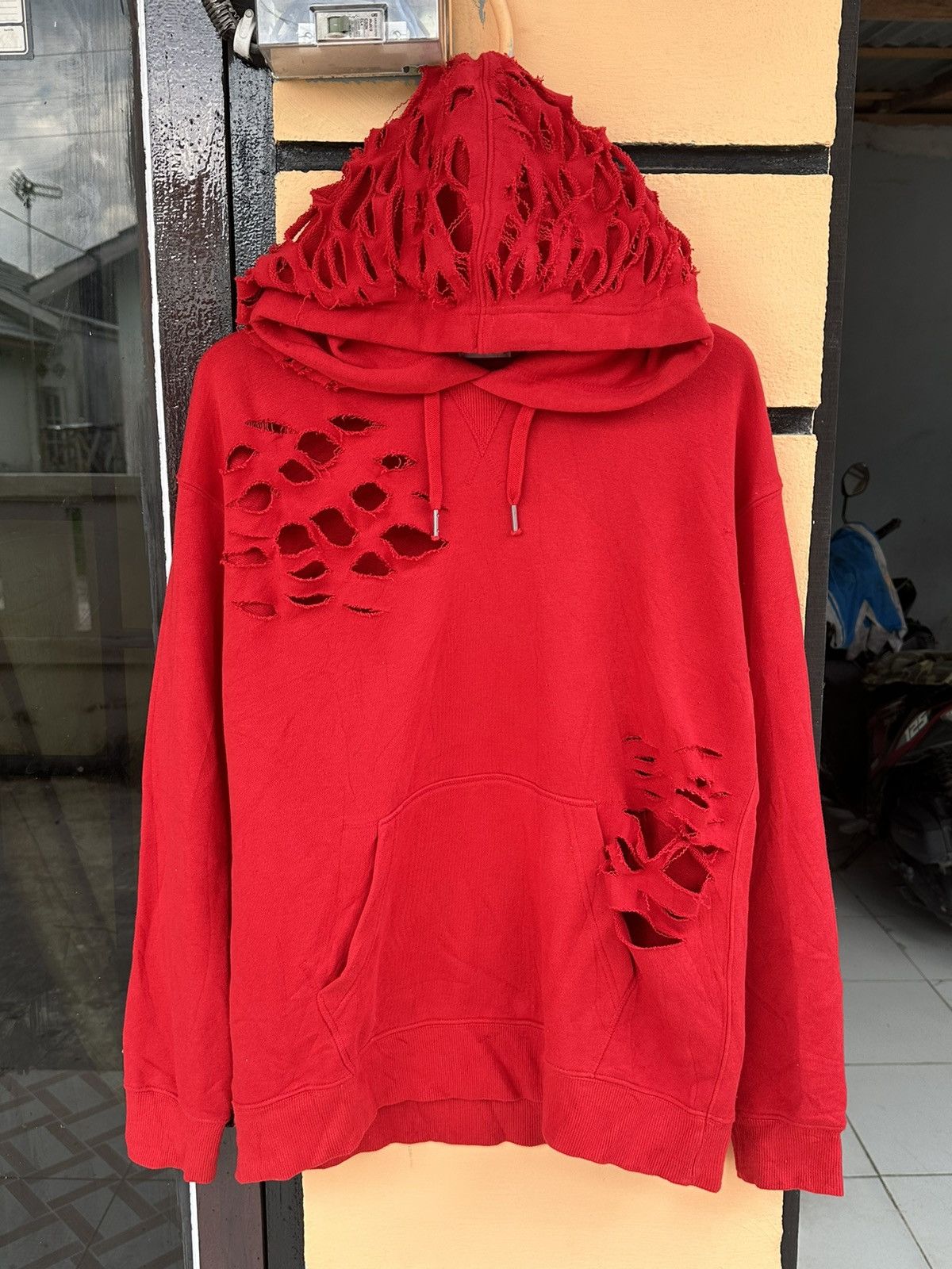 image of Hysteric Glamour x If Six Was Nine Distressed Hoodie Gu Lgb Ifsix Style in Red, Men's (Size Large)