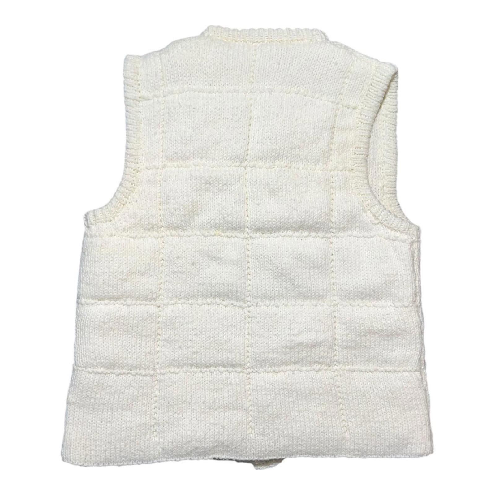 Other Vintage 70s Handknit CHUNKY QUILTED IVORY HANDAMDE VEST Size XS / US 0-2 / IT 36-38 - 2 Thumbnail