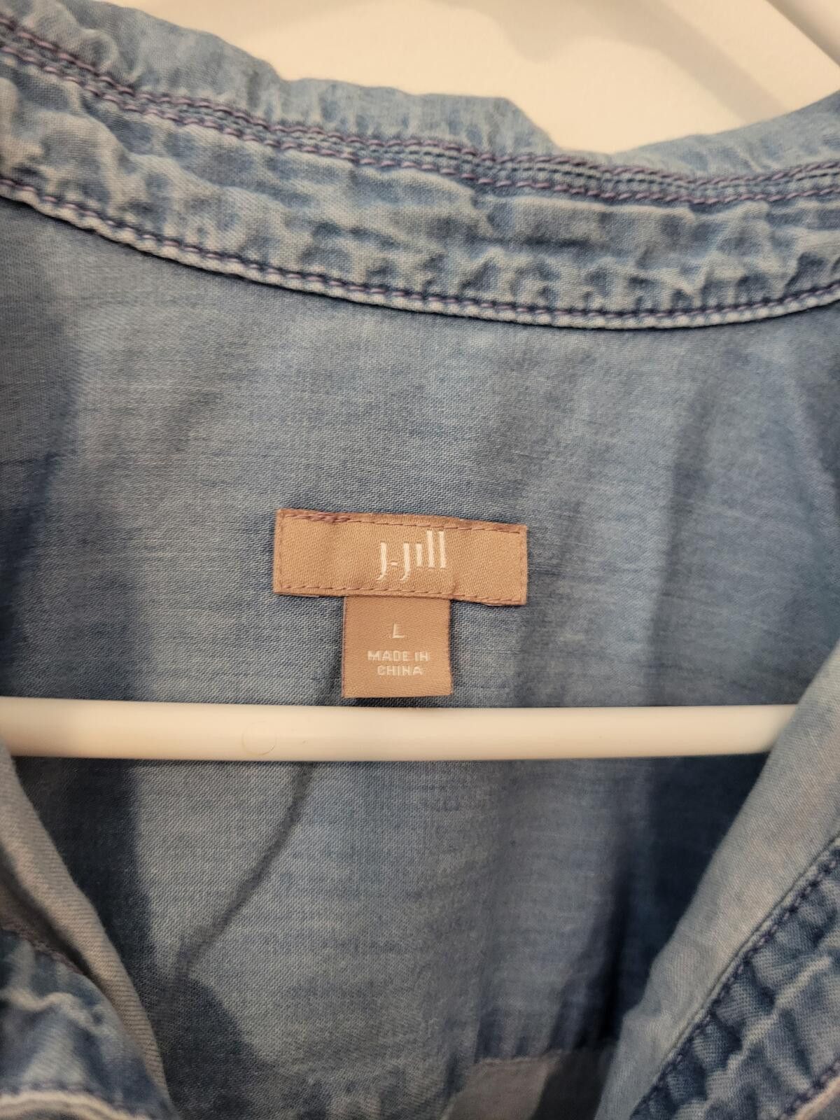 Other J. Jill Light Blue Denim Long Sleeve Shirt Size L / US 10 / IT 46 - 4 Thumbnail
