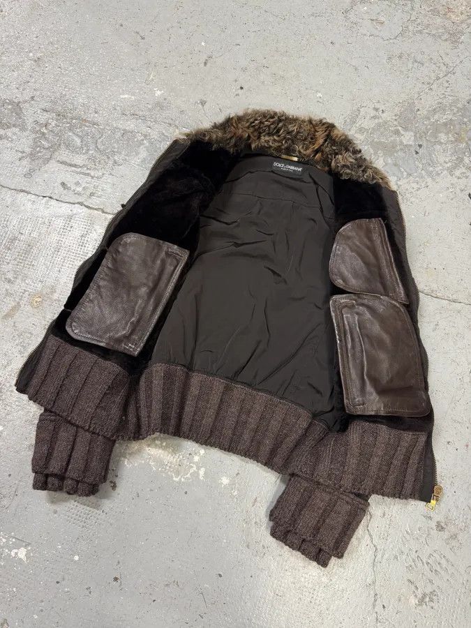 Dolce & Gabbana × Vintage FW2008 Dolce & Gabbana Black Hybrid Faux Fur Collar Leather Jacket Size L / US 10 / IT 46 - 3 Thumbnail